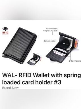 RFID Carbon-Fiber Textured Slim Wallet with Spring Card Ejector - Black